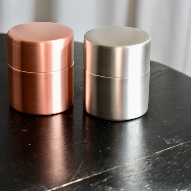 東屋 茶筒 中 銅(錫メッキ) / Azmaya Tea Canister (Medium), Copper