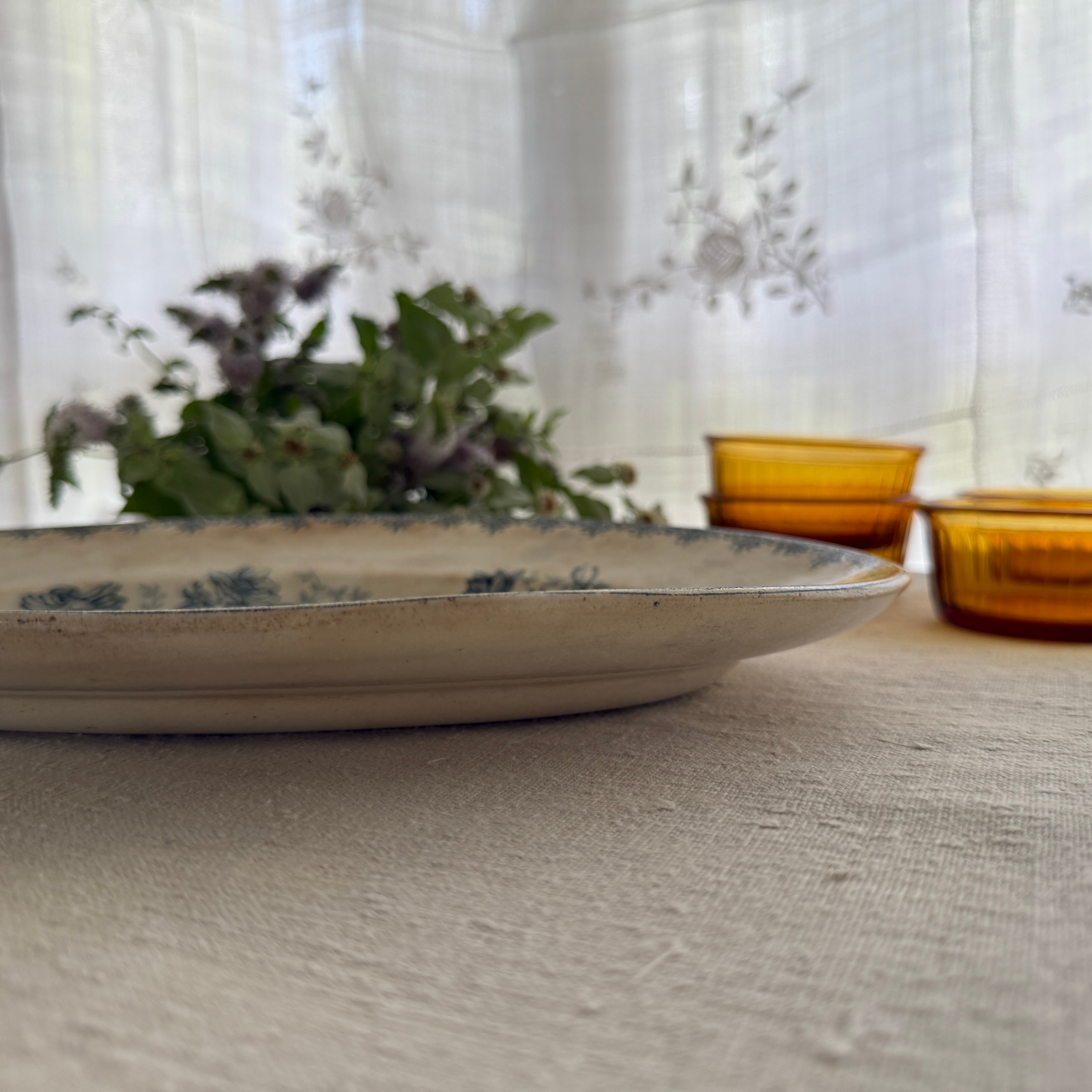 French Antique Oval Plate By Clairefontaine/フランスのクレール