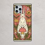 受注生産 iPhoneケース 白いフクロウときのこの民芸柄｜動物モチーフ PSYF038A