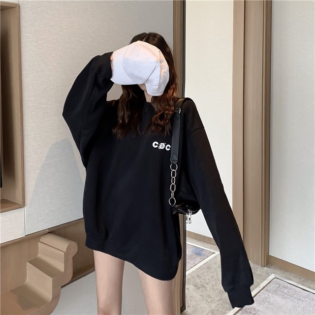 トップス トレーナー 袖あり 長袖 ラウンドネック 襟なし ワイド リブ 伸縮性 かわいい シンプル カジュアル おしゃれ お洒落 かっこいい こなれ感 ラフ メンズライク ボーイッシュ 主役級 存在感 無地 プリント 秋 冬 10代 20代 30代 レディース 女性用 学生 通学 デート お出かけ お泊まり 休日 アウトドア 旅行 着回し 普段使い 楽ちん M L XL 2XL ゆったり ゆる ブラック レッド