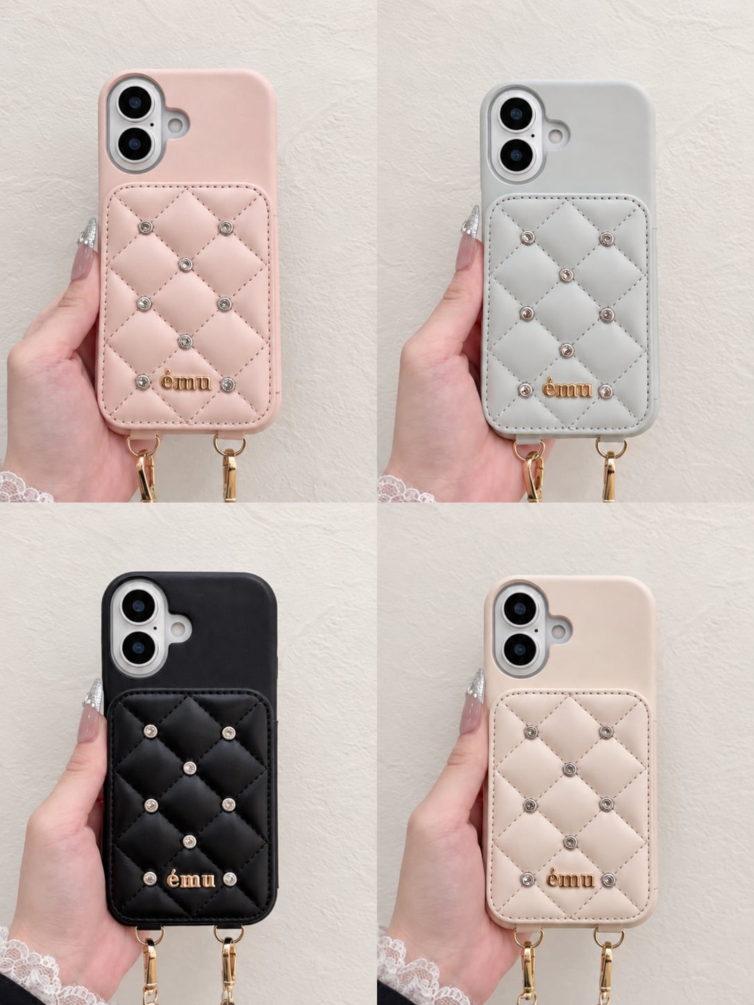ÉMU キルティングビジューミラーiPhoneケース | emu.official.store