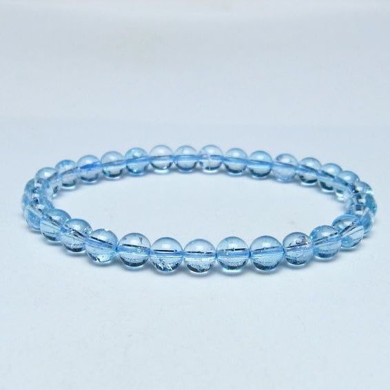 ブルートパーズ ブレスレット 6mm トパーズ 一点物 メール便可 111-53685