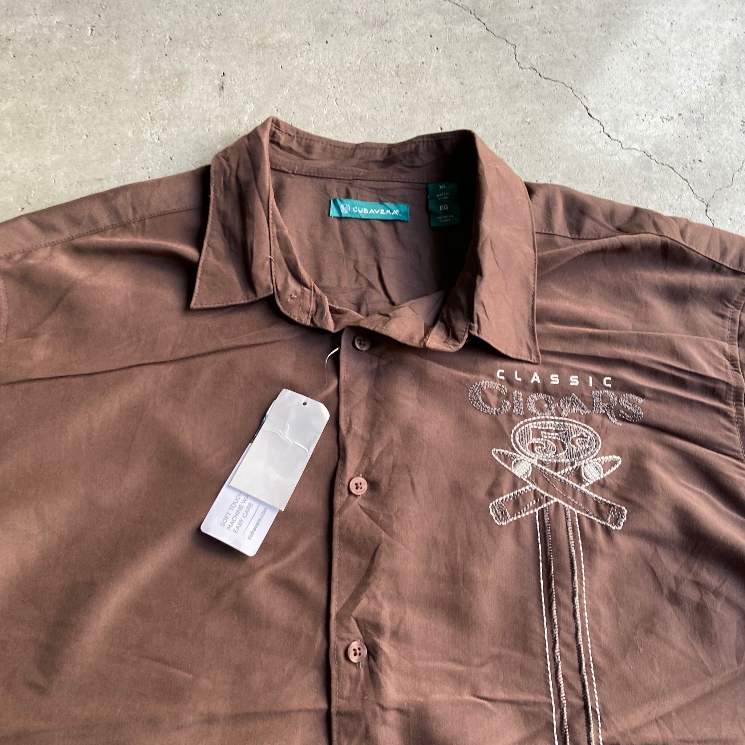Deadstock Cubavera レーヨン ポリエステル 刺繍 半袖 キューバシャツ メンズxl 古着 ブラウン 茶色 新品未使用品 半袖シャツ Ss27 50b Cave 古着屋 公式 古着通販サイト