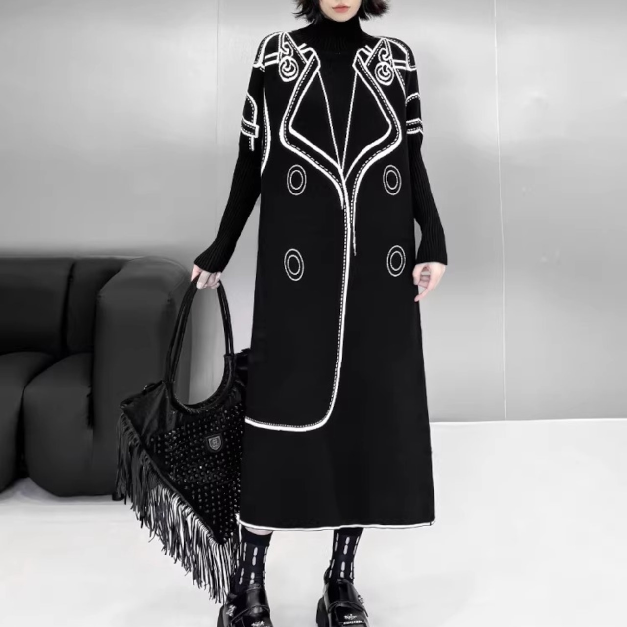 Reversible Knit Sweater Dress | Elegant, Slim-Fit (ME254)