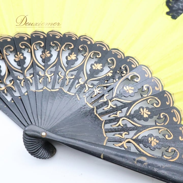 フラメンコ アバニコ 扇子 小物 小道具 32cm イエロー系 黄色 ブラック