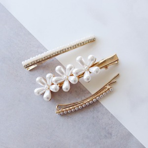 HAIR PIN || 【通常商品】 BLOSSOMS HAIR PIN SET E || 3 HAIR PINS || GOLD×WHITE || FBB078