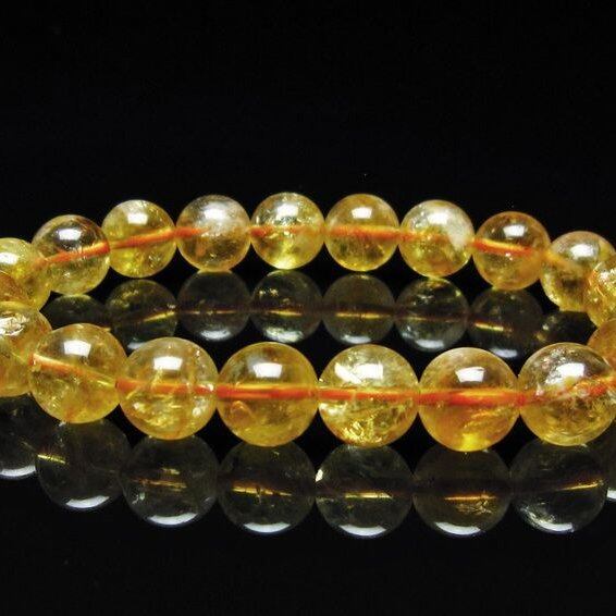 シトリン ブレスレット 虹入り 10mm シトリンクォーツ ブレス メール便可 一点物 111-50368