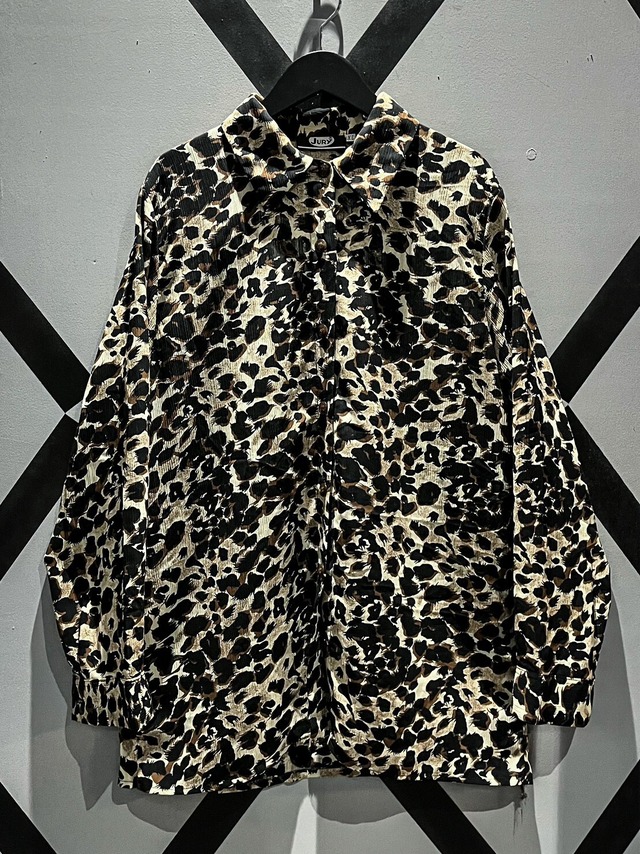 【X VINTAGE】Beautiful Leopard Pattern Vintage Loose L/S Sheer Shirt