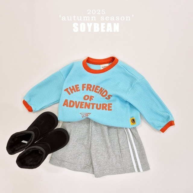 [即納S/M]≪soybean≫waffle friend T-shirt sky 6