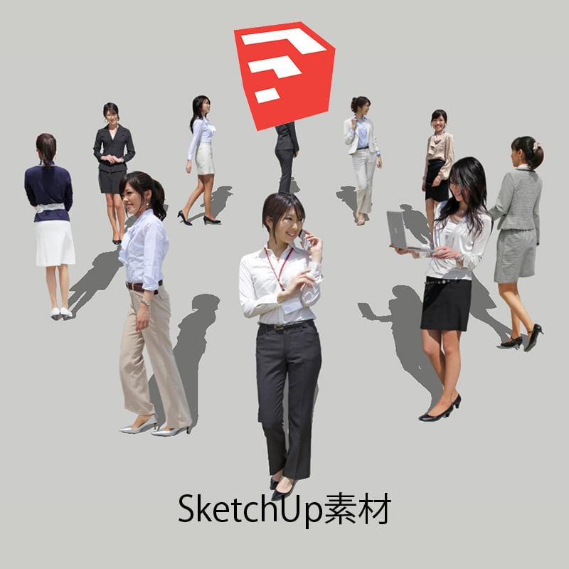 人物SketchUp 4p_set002 - 画像1