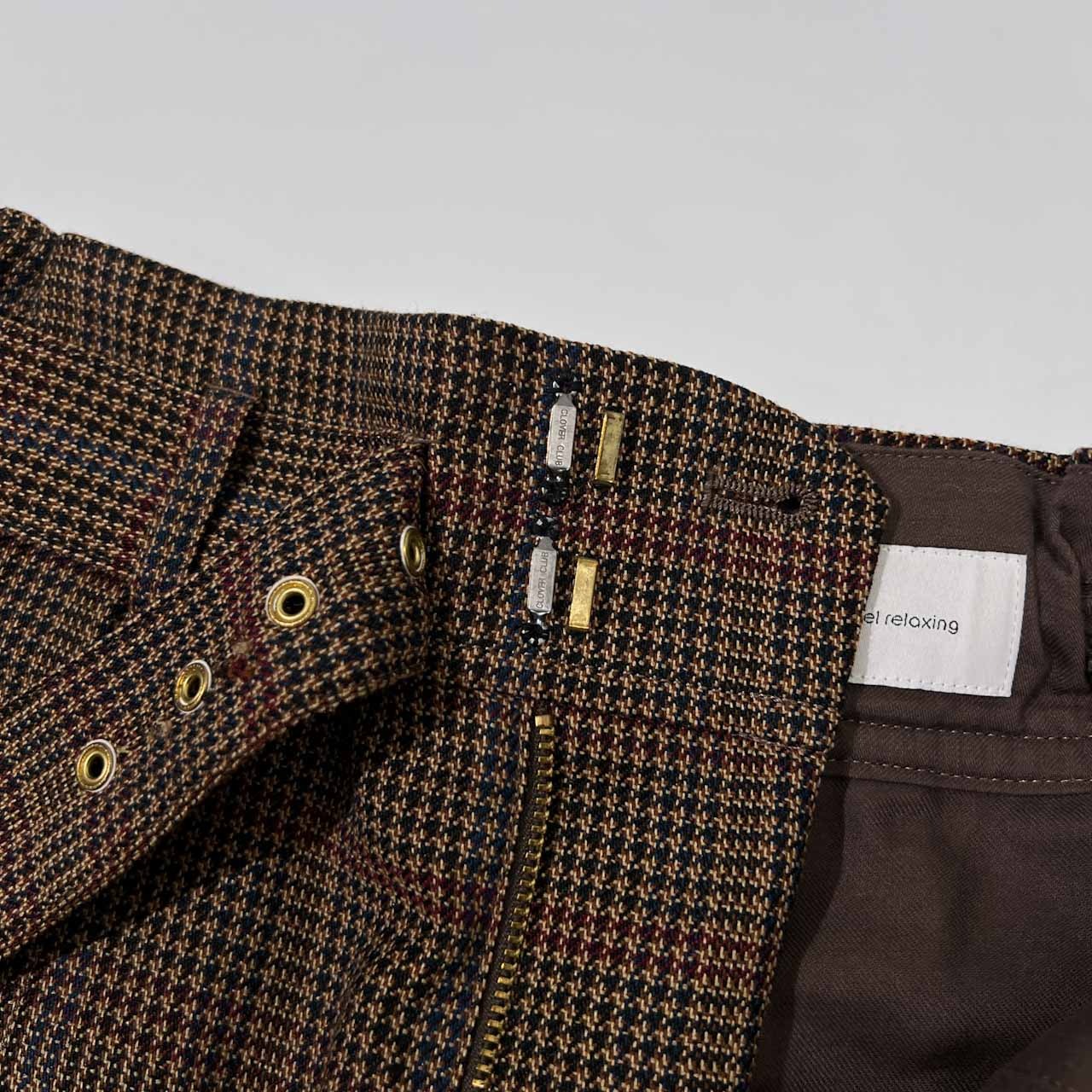 green label relaxing グリーンレーベルリラクシング ベルト付き ブリティッシュ チェック パンツ 36