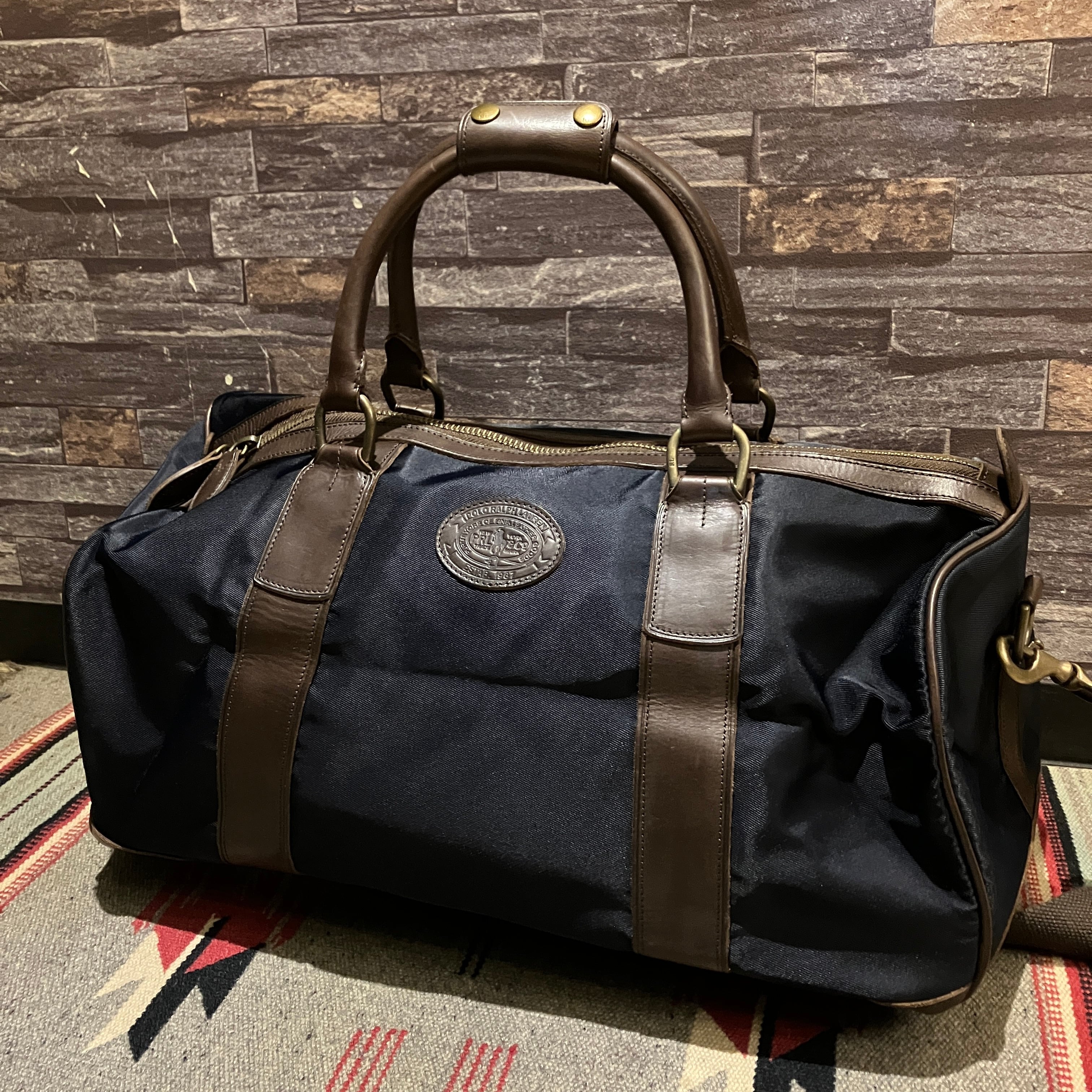 RALPH LAUREN NYLON/LEATHER BOSTON BAG NAVY | safarionline