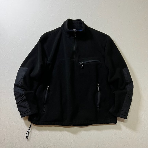90s GAP　ハーフジップ　ドローコード　フリース　ギャップ　ブラック　XL 古着