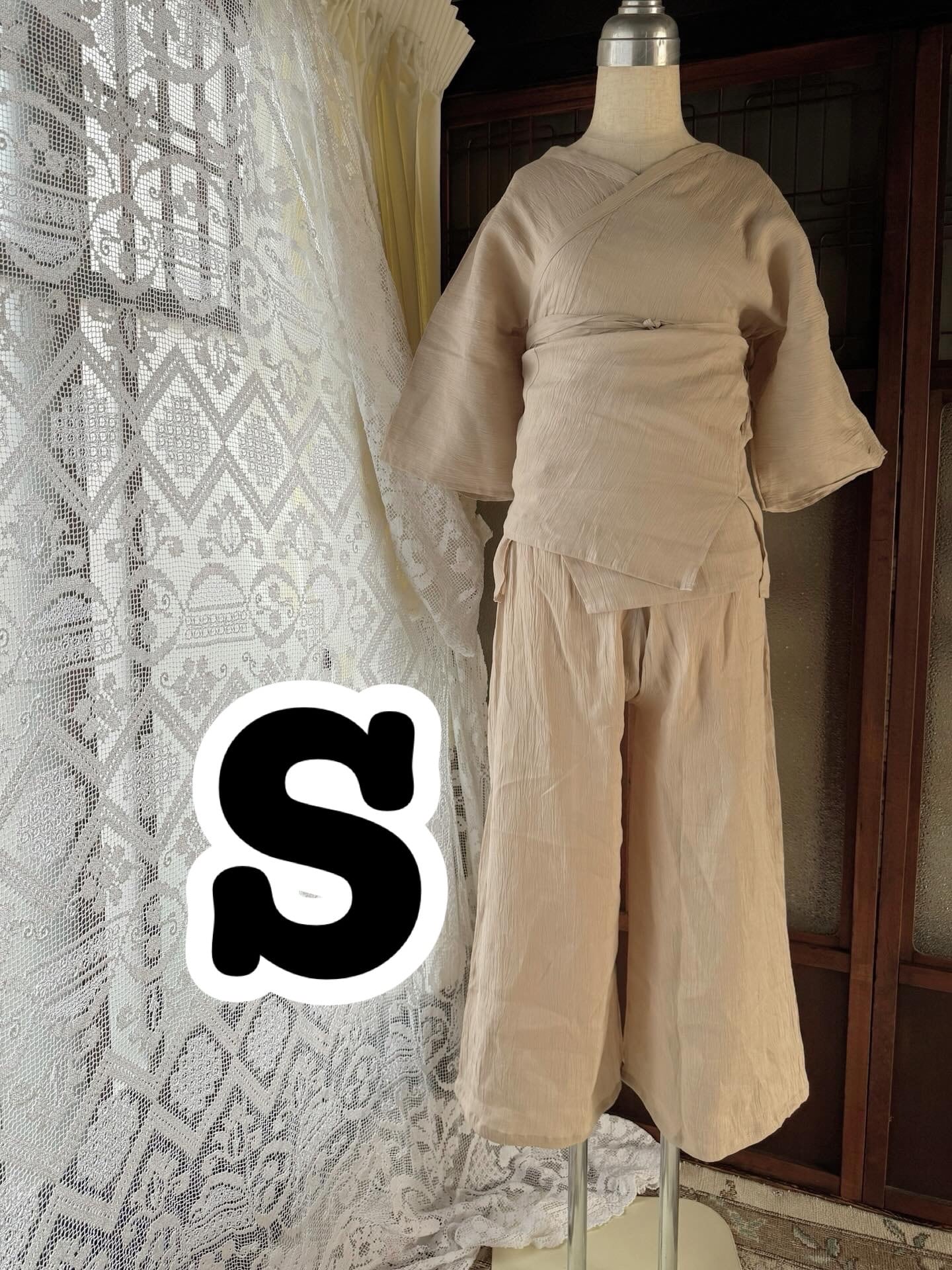 Sサイズ 【本麻楊柳 肌襦袢+ステテコ セット】ベージュ】 | みずのの店