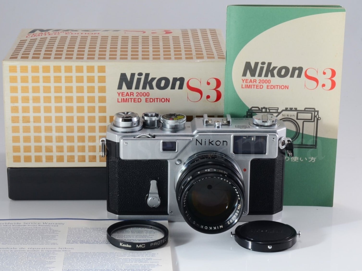 美品 Nikon S3 + 50mm f1.4 セット レザーケース付 清掃済み Nikon S3 Limited 2000年記念モデル / NIKKOR-S 50mm F1.4 整備済 元箱
