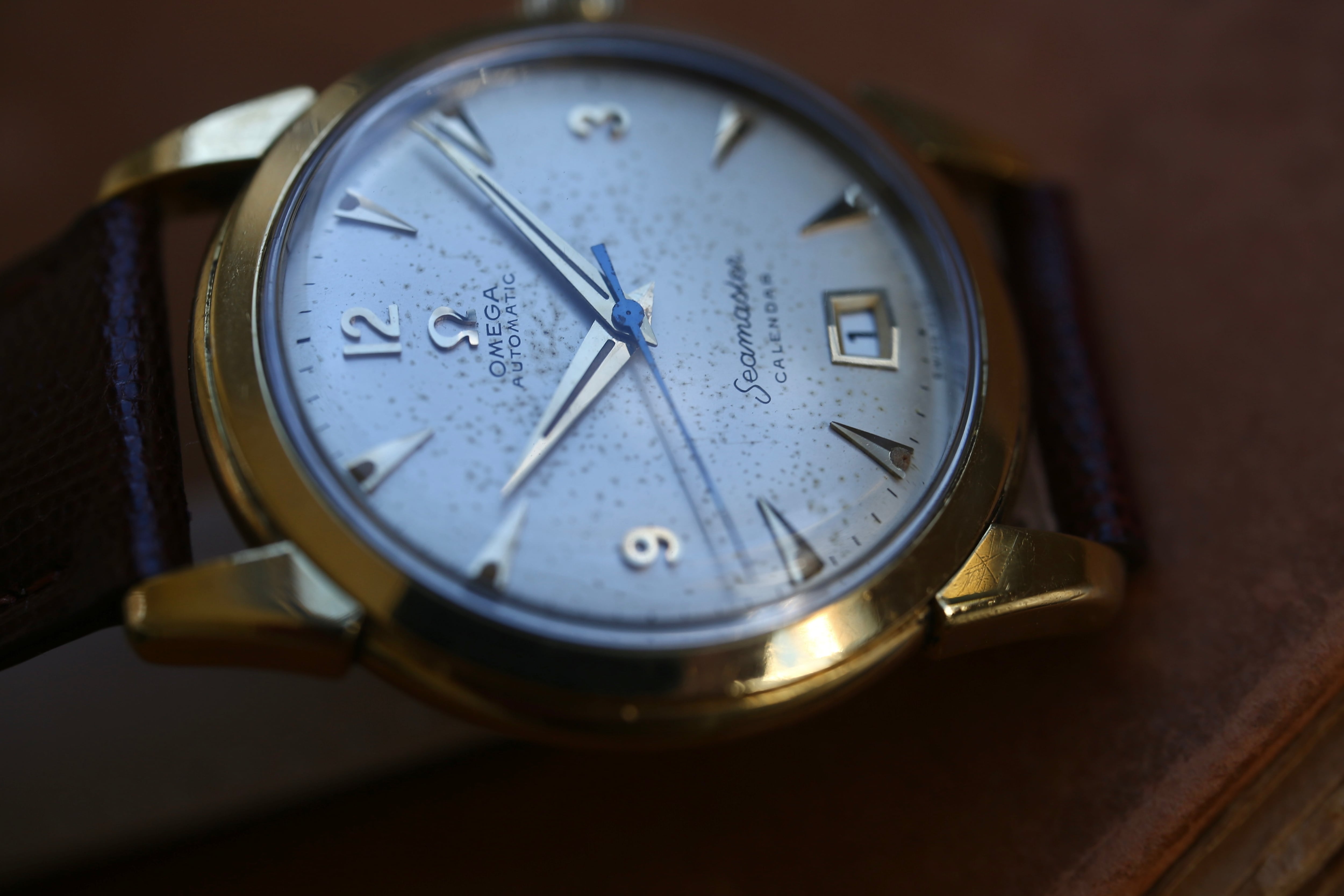 【OMEGA】1954年製 オメガ シーマスター カレンダー1st 飛びアラビア数字×ブルースチール針 18金無垢 自動巻き / automatic / seamaster / 18k / Cal.355