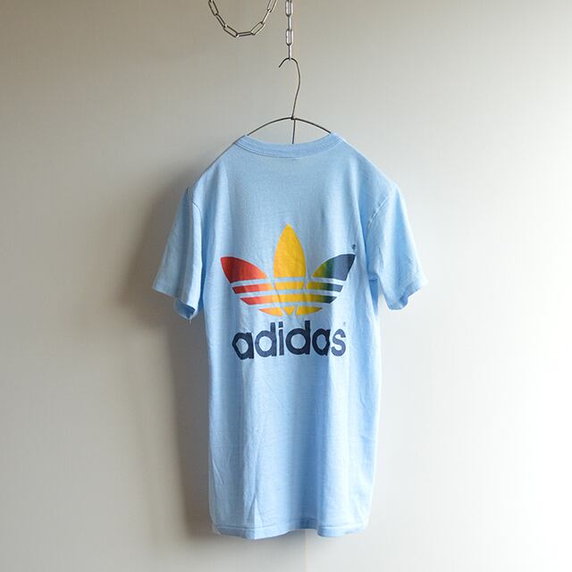 80s adidas アディダス レインボー トレフォイル バインダーネックT ...