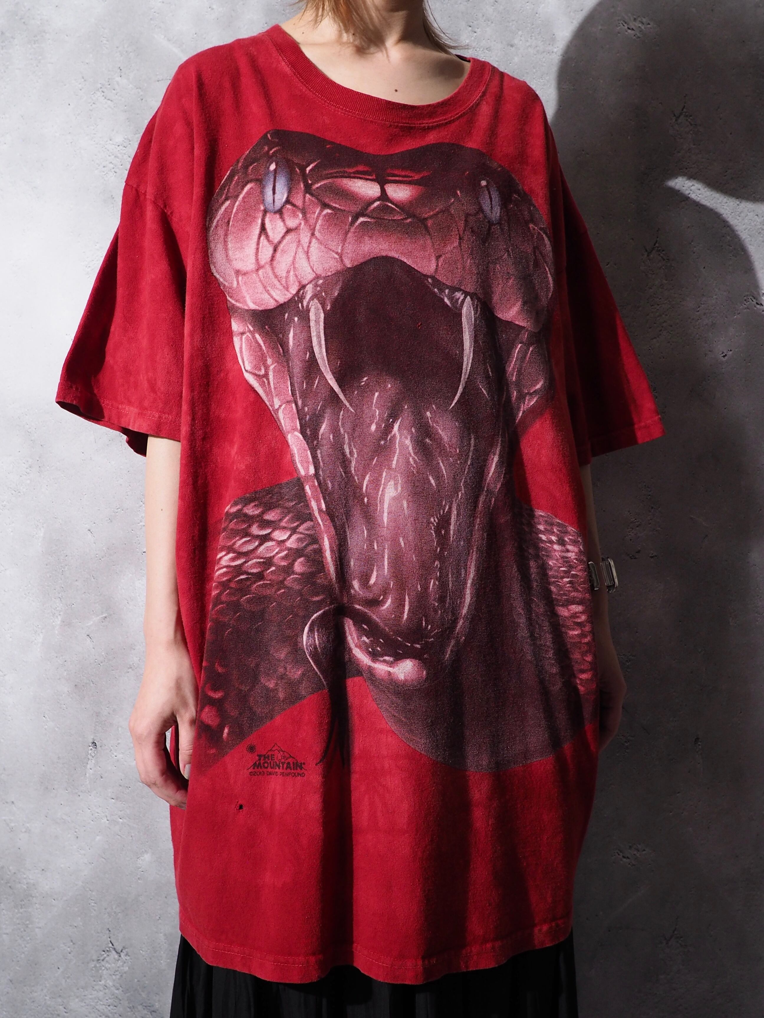 憤怒 - Huge viper printed Yarn-dyed loose Tee
