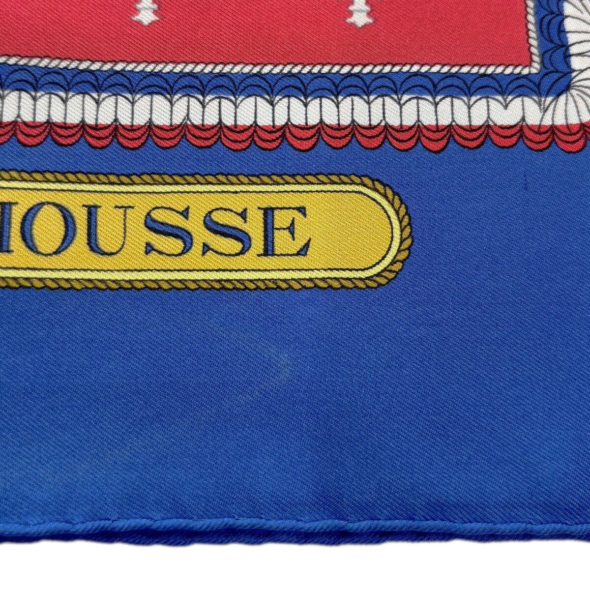 中古】 エルメス スカーフ カレ90 SELLES A HOUSSE ブルー 鞍 鞍カバー