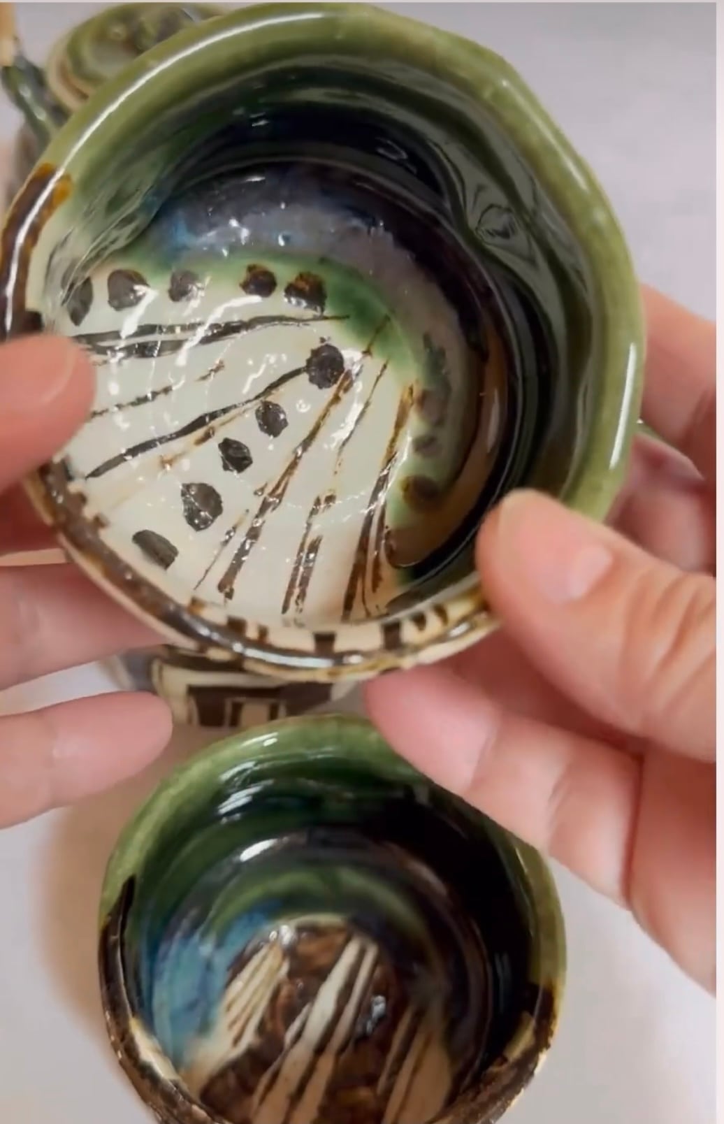 京焼楽入窯 織部焼 oribe湯呑み4客セット | Leaf ジャパニーズ