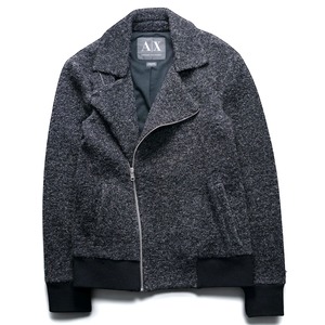 “Armani Exchange” lamé tweed double riders jacket
