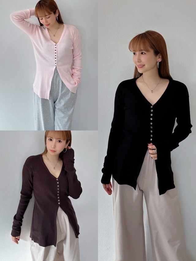 美シルエット やわらかVネックカーディガン¥6,200+tax