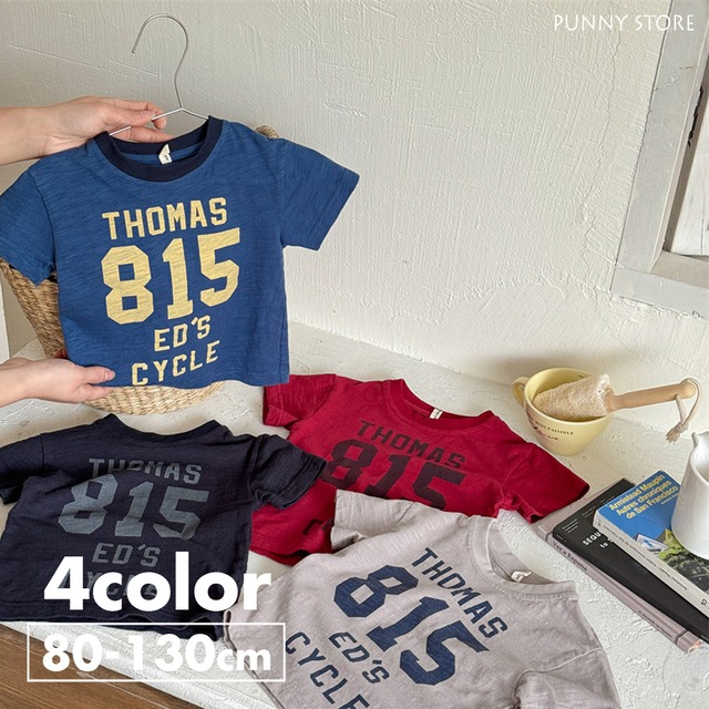 《取寄》 両面プリントナンバリングTシャツ （全４色） ADBB 2024夏 韓国子供服 半袖 カットソー トーマス