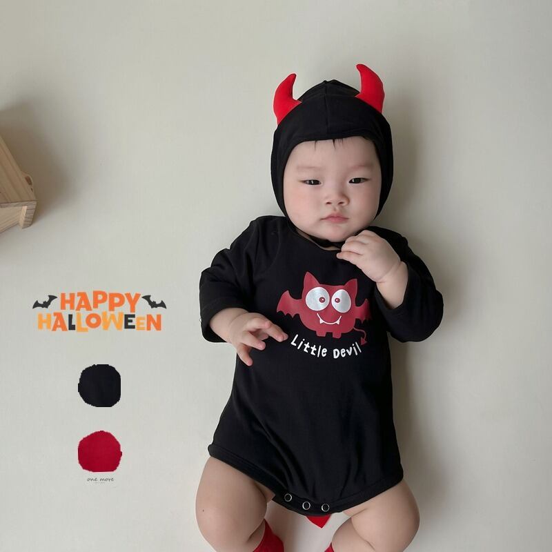 子ども デビルパーカーロンパース 80 黒 ベビー 新品未使用 興味深く 