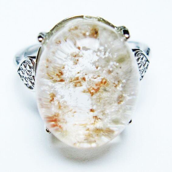 ガーデンクォーツ 指輪 ガーデン水晶 リング フリーサイズ 16号 一点物 メール便可 [M便 1/20] 115-6944