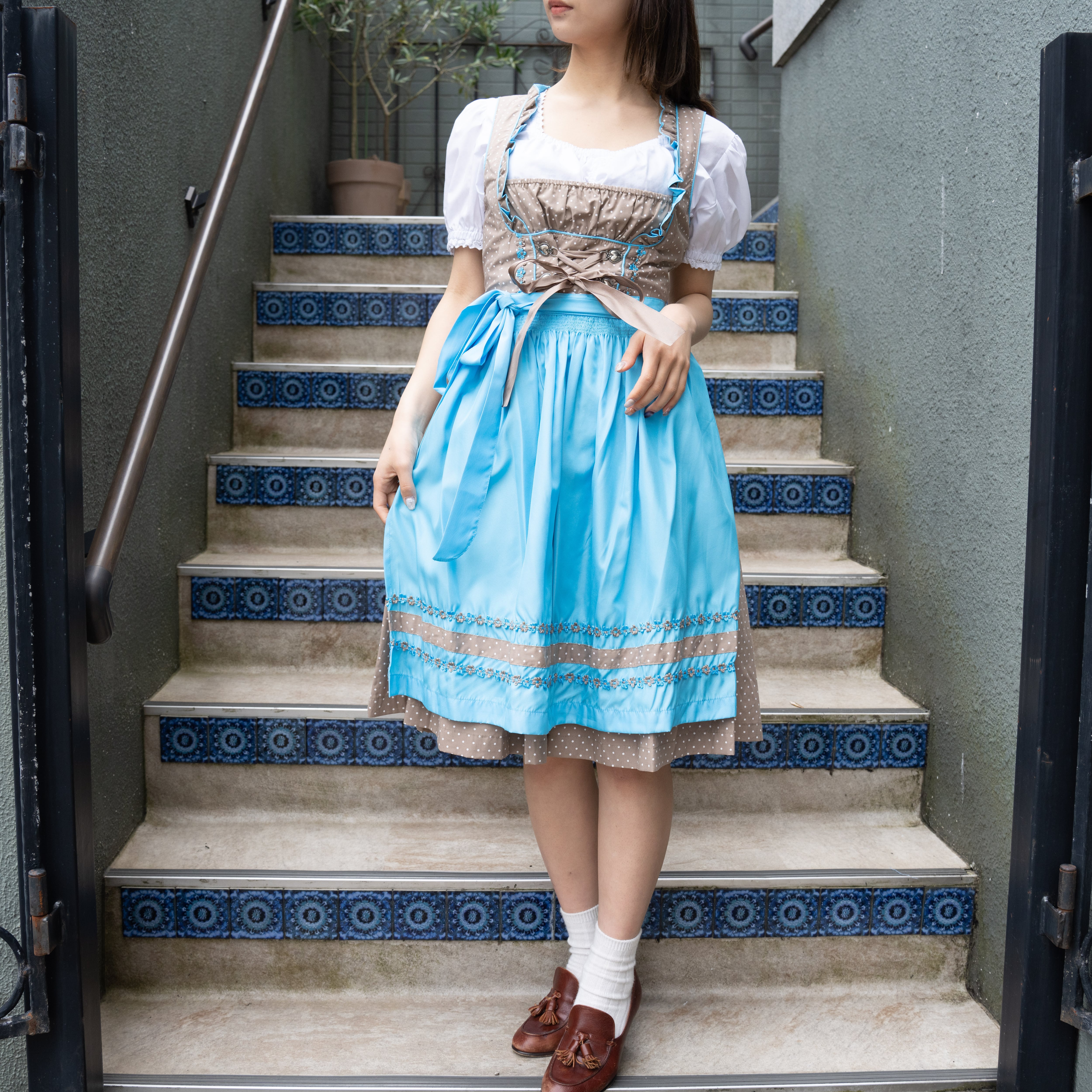 EU VINTAGE ESMARA LACE UP DIRNDL DESIGN TYROLEAN ONE PIECE