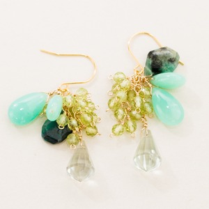 クリソプレーズ エメラルド ペリドット グリーンアメシスト ピアス イヤリング ピアスチャーム