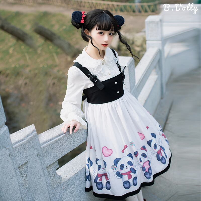 手数料安い パンダ メイド スペシャル ワンピース セット ロリータ ひざ丈ワンピース Www Marinemastertrailers Com