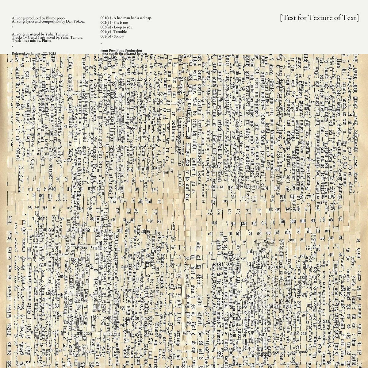 Blume popo obscure object レコード サイン入り CD】Blume popo【ep『Test for Texture of Text』】 | HOLIDAY