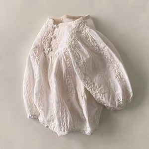 【66-90】秋刺繍入りプリンセス前ボダンロンパース ベビー 女の子
