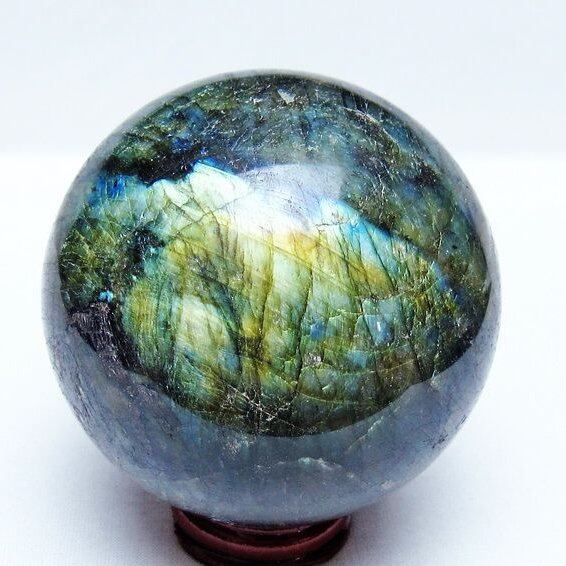ラブラドライト 丸玉 78mm スフィア 置物 一点物 151-9162