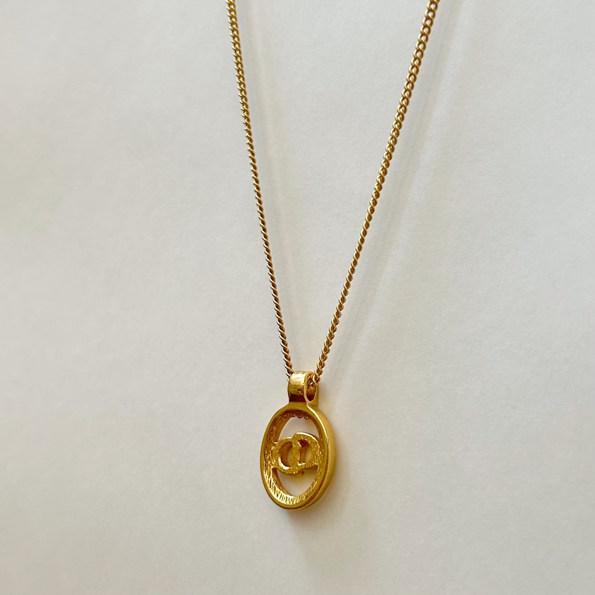 N5484】Christian Dior oval cut out necklace/クリスチャンディオール