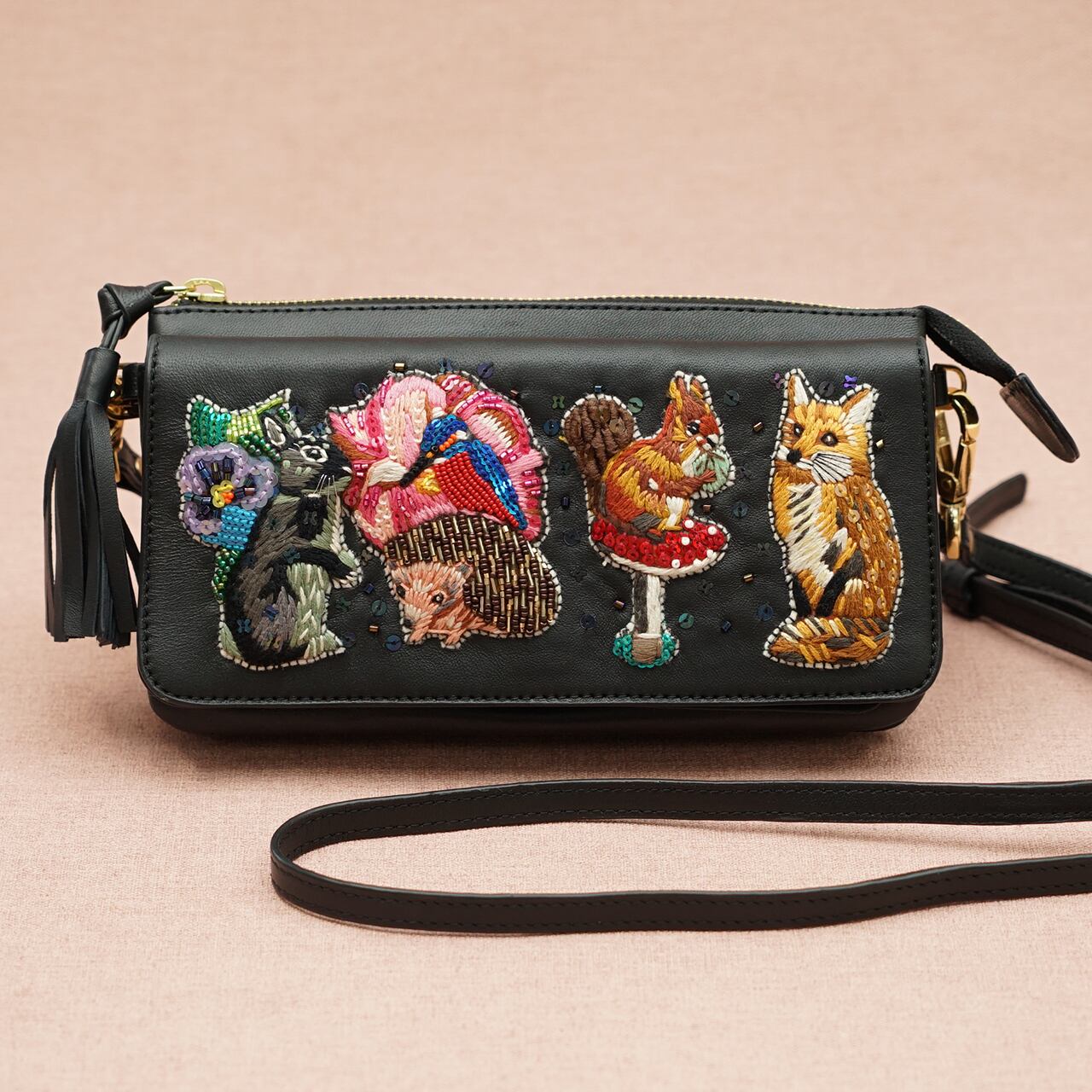 お財布ポシェット Nathali Lete Garden Black Tamaobazaaar
