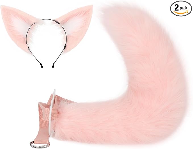 Izemisonico] 狐耳 尻尾 ピンク ハロウイン仮装 コスプレ道具 変装 狐