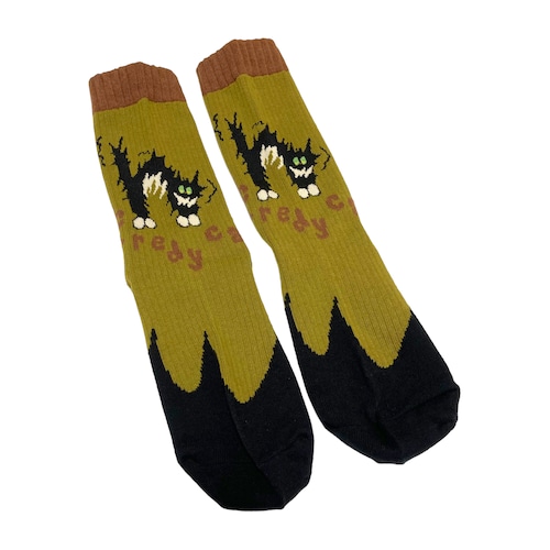 【solmu select】 scaredy cat socks（khaki）