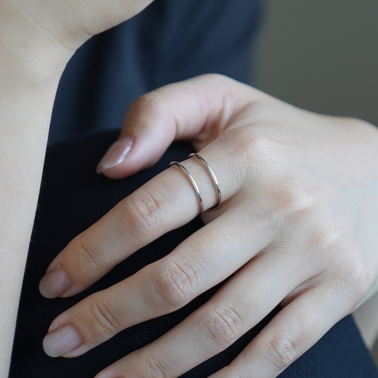 オープンリング 2連 イヤーカフ 2way サージカルステンレス SUS316L