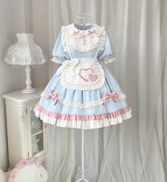 スイートロリータ メイド服 リボン アップリケ ハート ガーリー 甘め