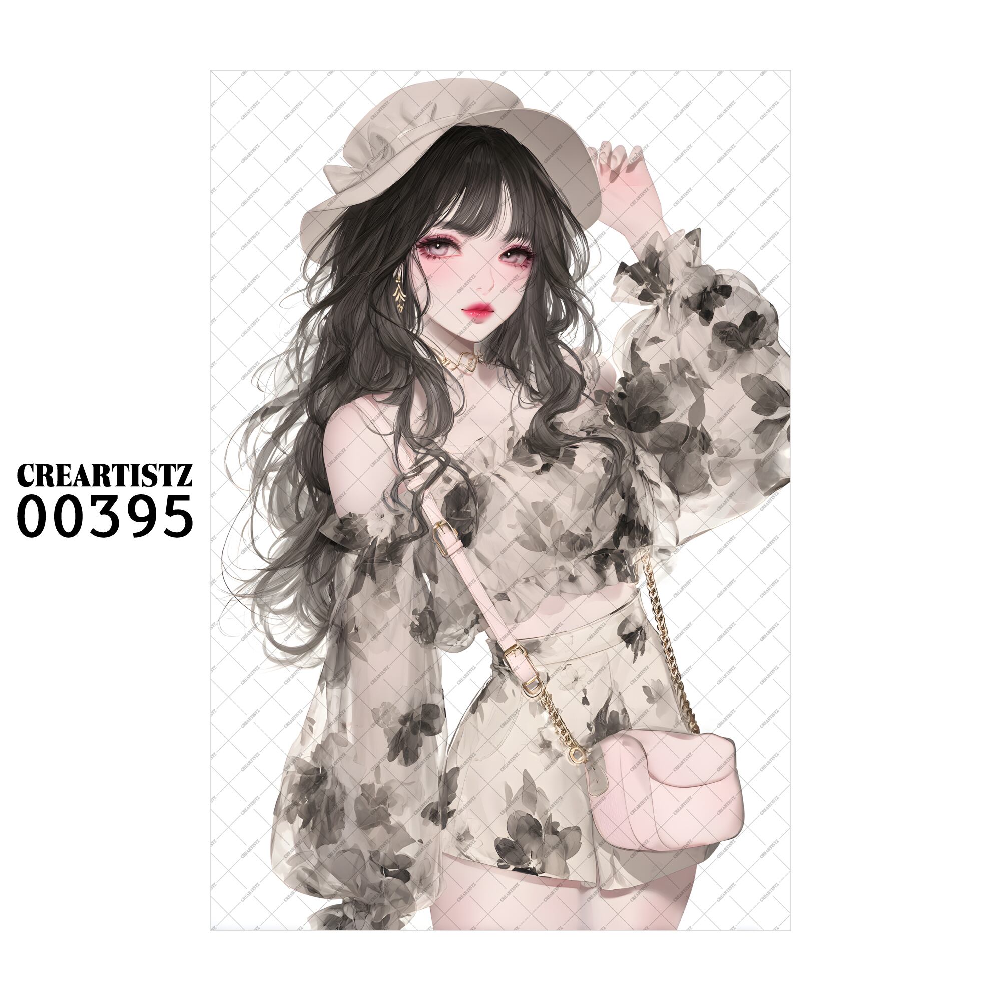 00395 ガール キュート オリジナル ペーパー/ステッカー 4枚セット CREARTISTZ