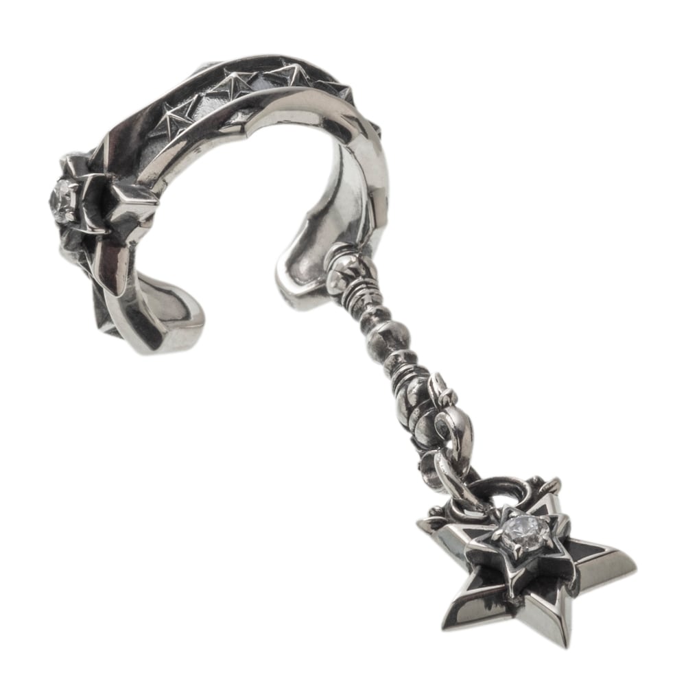 STAR JEWELRY オニキス ホワイトトパーズ イヤーカフ片耳　検ピアス STAR JEWELRY オニキス ホワイトトパーズ イヤーカフ片耳検ピアス