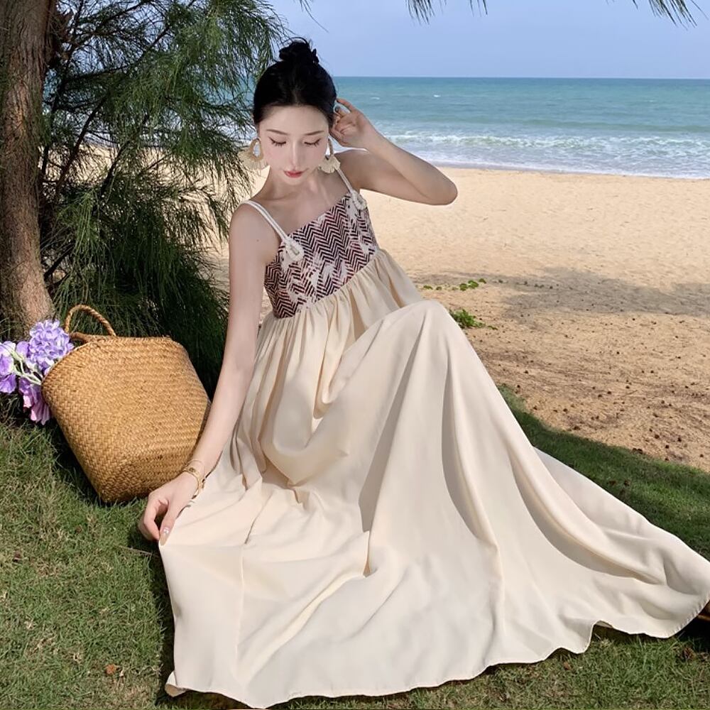 ワンピース レディース ロング丈 レース シフォン 涼しげ 花柄
