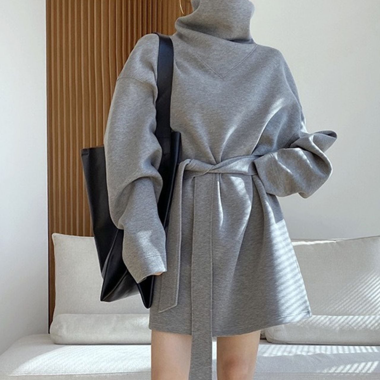 High Neck Sweatshirt One-piece 00783