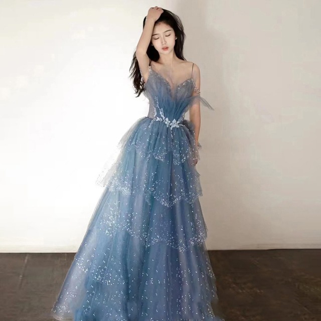 ロングドレス セクシー キラキラ 誕生日 パーティードレス お姫様 演奏会 宴会 XH2-MBYD-AL704402885502