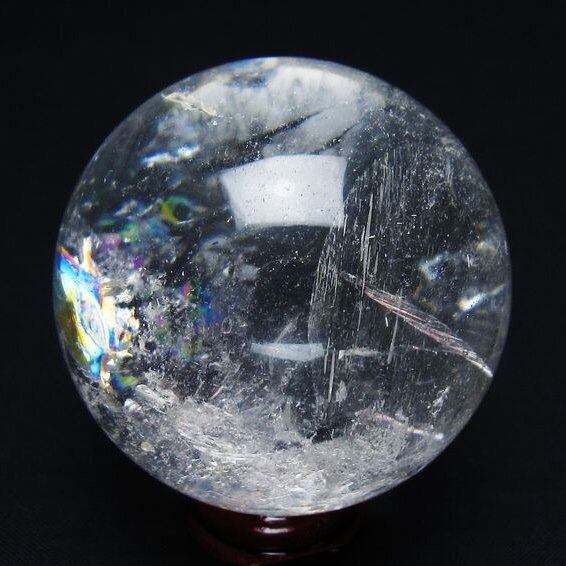 水晶 丸玉 虹入り 53mm スフィア 置物 水晶玉 一点物 151-8781