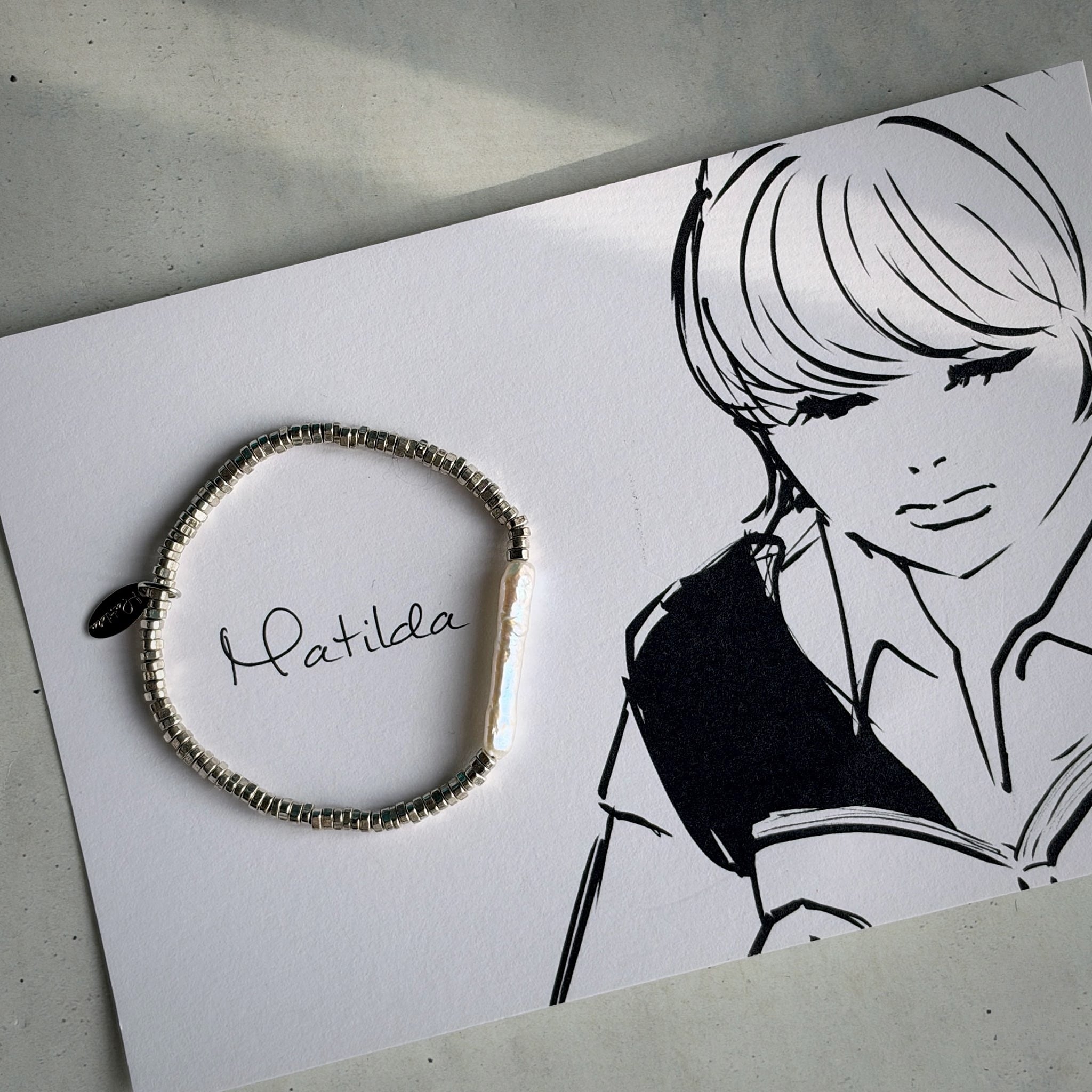 metal & stone bracelet(淡水パールA)