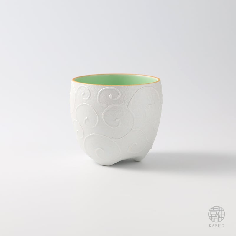 唐草銀彩｜三色コーヒーカップ｜グリーン -緑- 全3色｜φ約8cm | 三川内