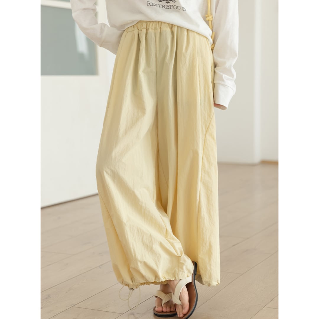 wide drawstring hem easy pants